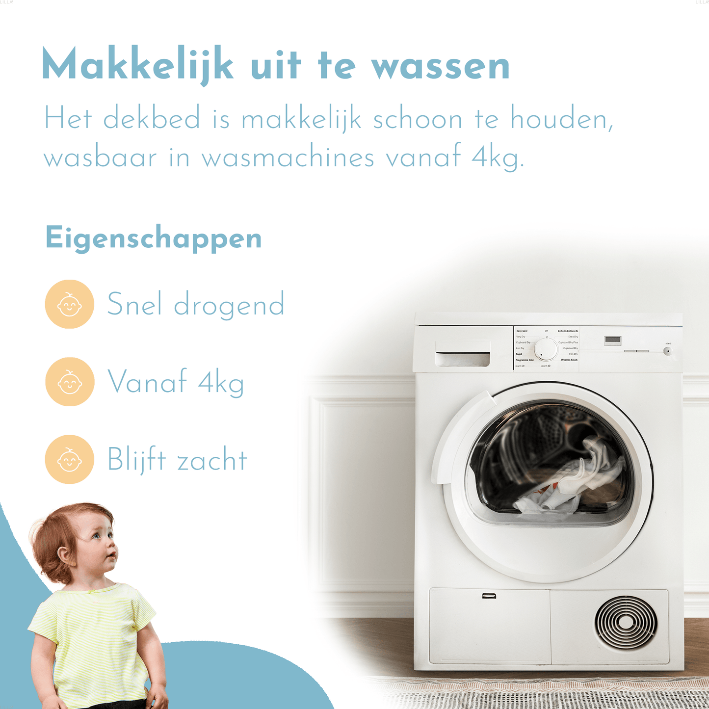 LILLA24 peuterdekbed enkel |120x150 cm - Kinderdekbed all year - Anti allergie