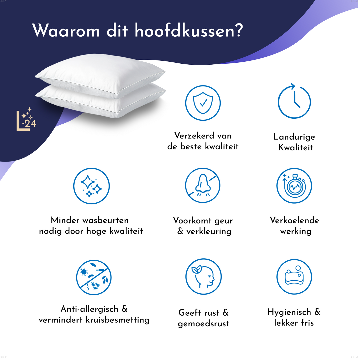LILLA24® zachte hoofdkussens set van 2 stuks - 60x70cm