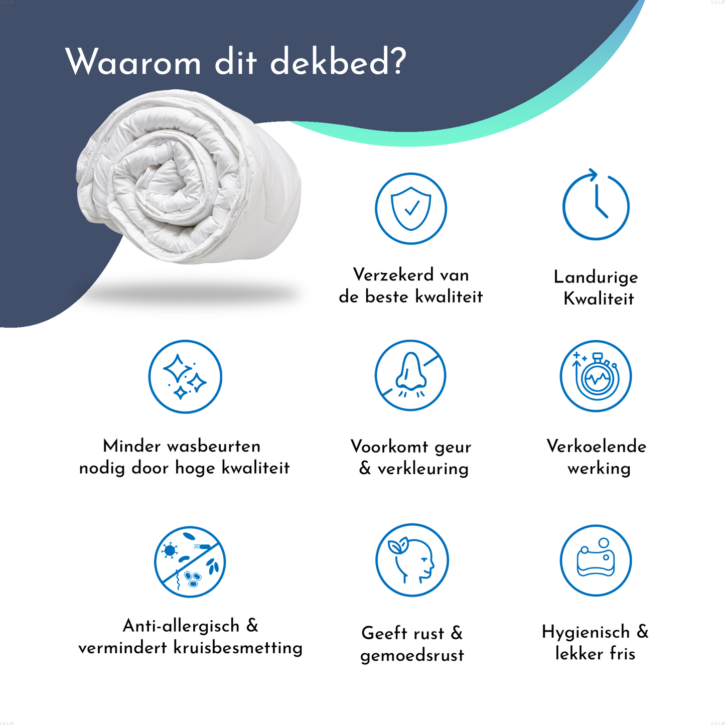 LILLA24® premium dekbed - All year dekbed - Warmteklasse 2 - Wasbaar