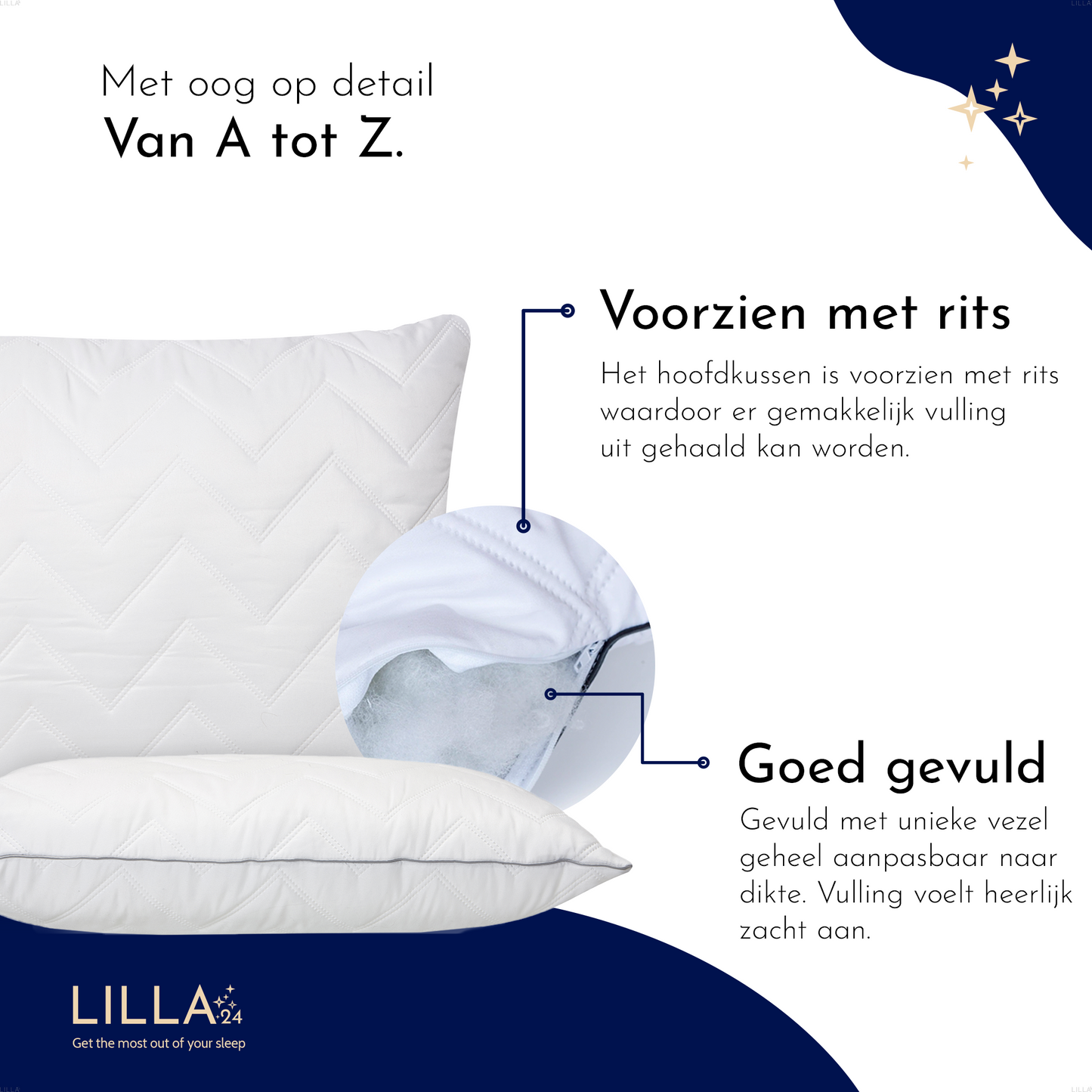 LILLA24 zigzag gewatteerd premium hoofdkussen set van 2 stuks